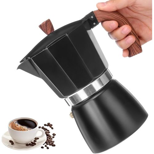 Ytseazn-Cafetière À Moka Italienne En Aluminium Pour Cuisinière De 6 Tasses/283,5 G,Cafetière À Moka Pour Expresso Classique(Noir)