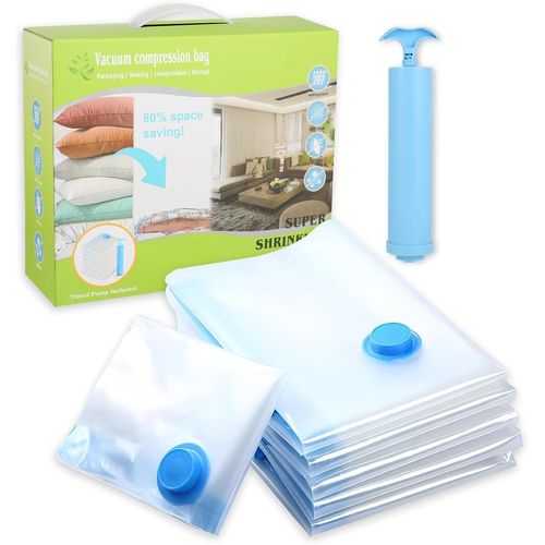 ytseazn-12 Pièces Sac Rangement Sous Vide Aspirateur ¿ Sac Rangement Sous Vide Avec Valve Hermétique & Pompe Manuelle ¿ Rangement Sous Vide Réutilisables Pour Voyage,Linge De Lit,Oreillers