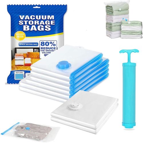 ytseazn-Sac De Rangement Sous Vide,Sac Sous Vide Vetement Cube,Sacs De Rangement Sous Vide Avec Pompe Manuelle,9 Pièces(3 Jumbo,2 Groß,2 Mittel,2 Petit)Réutilisable,Clair