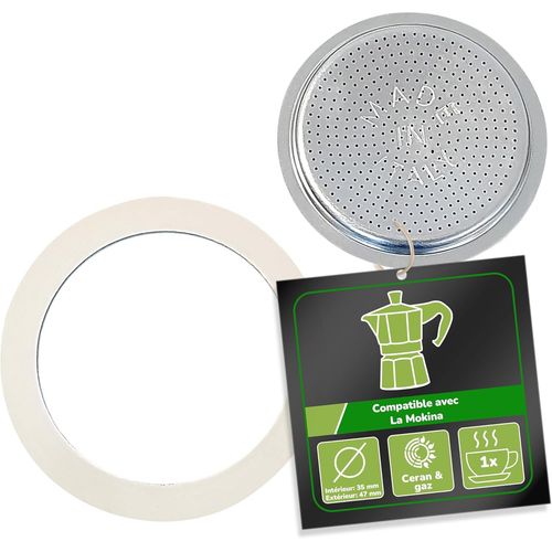 ytseazn-1 Joint D'Étanchéité +Filtre Compatible Avec Cafetière À Expresso Italienne En Aluminium(35 Mm /47 Mm /1 Tasse),800030,Joint Bia Étanche Pour Cafetière/Cafetière À Moka