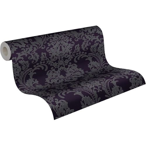 ytseazn-Papier Peint Baroque Noir Et Blanc Non Tissé Avec Paillettes 10,05 M X 0,53 M Noir 361663