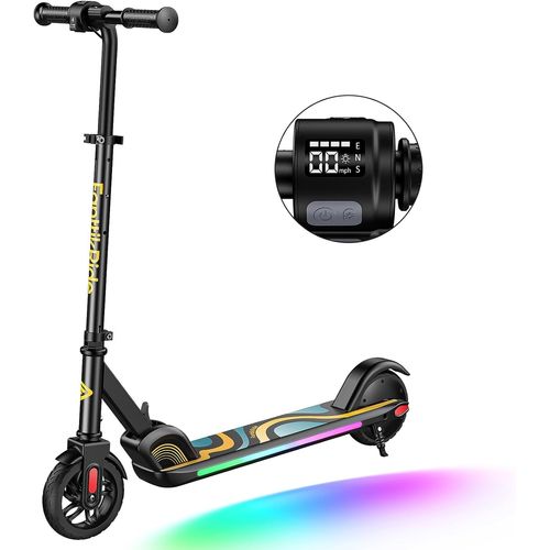 Ytseazn-C9 Pro Trottinette Électrique Enfant 1,2-1,6 M,Lumières Arc-En-Ciel,Vitesses 8/13/16 Km/H,Autonomie 8 Km,Écran Led,Hauteur Réglable,Pliable,Charge Maximale 60 Kg