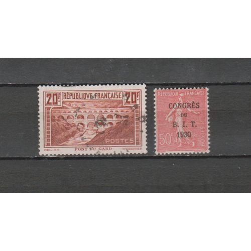 France N° 262a & 264 = 2 Timbre* & Oblitere De 1929 & 1930 Cote : 48 €