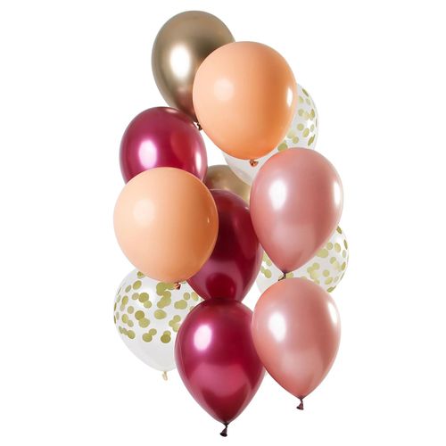 12 Ballons En Latex Rubis Et Or 33 Cm
