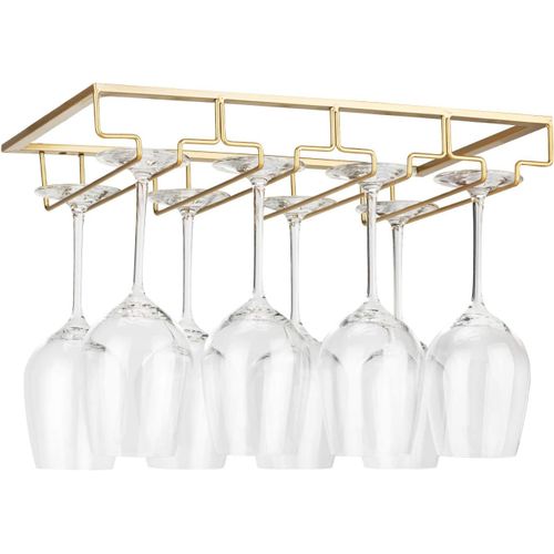 SHIBA-Support métallique pour verres à vin installable sous un placard, 4 rangées, doré[662]