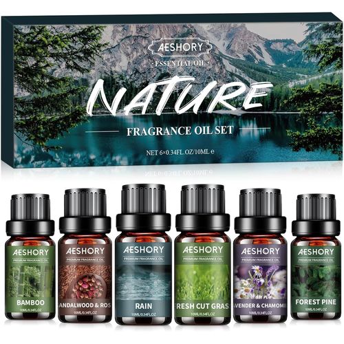 SHIBA-AESHORY NATURE Huiles Essentielles Set de 6x10ML, Huiles Essentielles Naturelles Aromathérapie Pures & Naturelle, pour Diffu[1