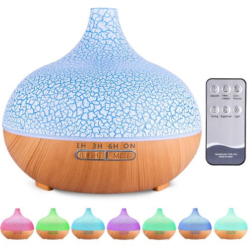 SHIBA-Diffuseur d'Huiles Essentielles,550ml Ultrasonique Humidificateur Diffuseur Aromathérapie Electrique avec Télécommande,7 Cou[7