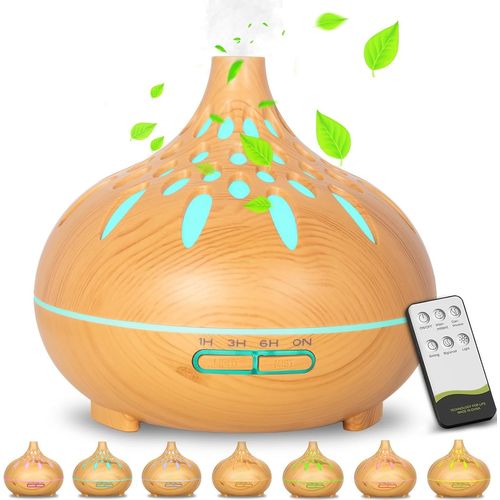 Shiba-Diffuseur Huiles Essentielles,500ml Ultrasonique Diffuseur D'huiles Essentielles,7 Led Diffuseur Parfum Electrique Avec Télé[1 