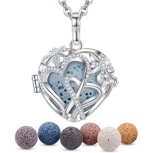 Shiba-Aromathérapie Huiles Collier Diffuseur Essentielles Pour Femmes Collier Pendentif Filles Bijoux Cadeau Avec 7 Pcs Pierre De [9