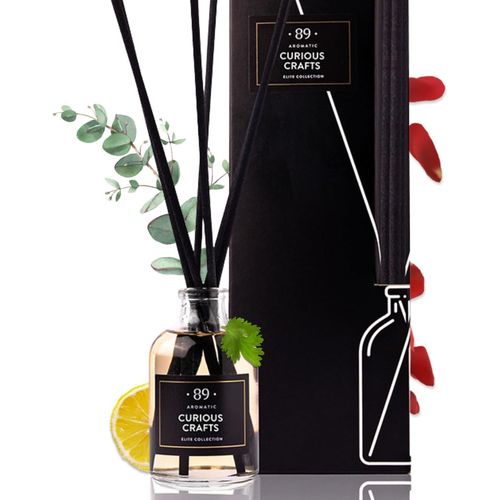 SHIBA-Diffuseur de parfum d'ambiance Reed avec 6 bâtonnets parfumés \u2013 Citron, orange, eucalyptus, désodorisant pour salle de [1