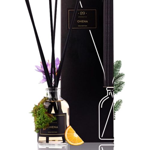 SHIBA-Diffuseur de parfum d'ambiance Reed avec 6 bâtonnets parfumés \u2013 Orange de qualité supérieure, safran, jasmin, désodoris[1
