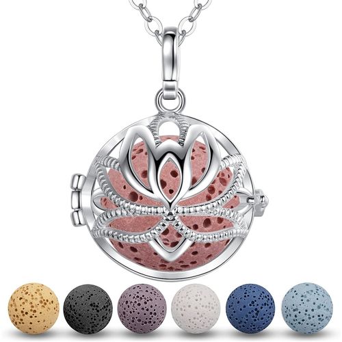 Shiba-Aromathérapie Huiles Collier Diffuseur Essentielles Pour Femmes Collier Pendentif Filles Bijoux Cadeau Avec 7 Pcs Pierre De [9