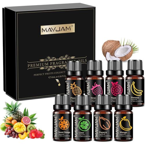 SHIBA-Coffret Huile de Parfumée Fruitées 8 X 10ml, Huiles Parfumées Fruitées Pour Huiles Essentielles Diffuseur - Orange Douce, Fr[2