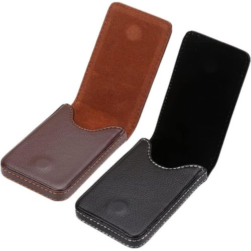 SHIBA-2 pièces Porte-Cartes de Visite Noir et Marron Porte-Cartes de Visite en Cuir PU Porte Carte de Visite Etui Carte avec Ferme[1