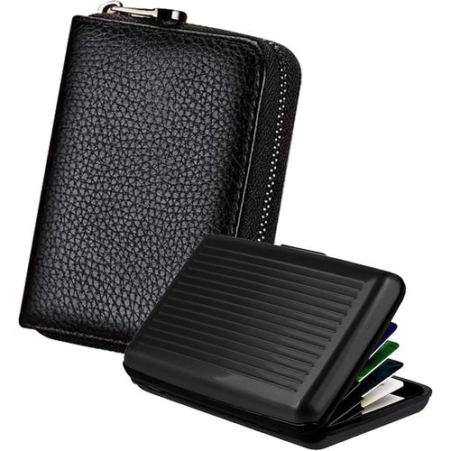SHIBA-Porte Cartes De Crédit Femme Homme Cuir, Porte Carte de Crédit Femmes, Blocage RFID Portefeuille, Porte-Cartes de Visite Por[1