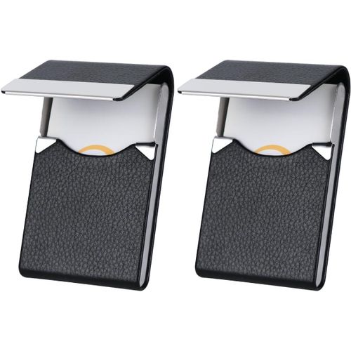 SHIBA-2 PièCes Porte Carte de Visite, Support Carte De Visite pour Hommes Et Femmes, Ultra-Mince Acier Inoxydable Etui Carte de Vi[1