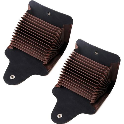 Shiba-2 Pcs Étui Pour Cartes De Crédit En Cuir Véritable Étui Pour Cartes Noir Porte-Cartes Porte-Cartes De Visite Avec 15 Compart[1