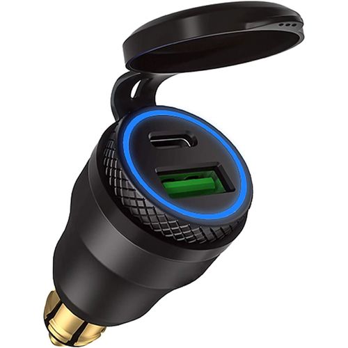 Shiba-Aluminium Chargeur Din Plug To Usb C Chargeur 30w 5a Rapide Qc 3.0 Étanche Pour 12v-24v Bmw Ducati Triumph Din Hella Socket[28