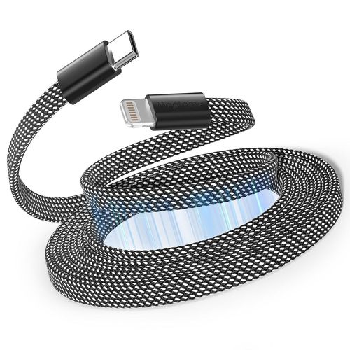 Shiba-Câble Magnétique Usb C Vers Lightning Pour I -Phone 1.5m, Câble De Chargeur Enroulé Quick Charge Certifié Mfi, Fil Rétractab[2