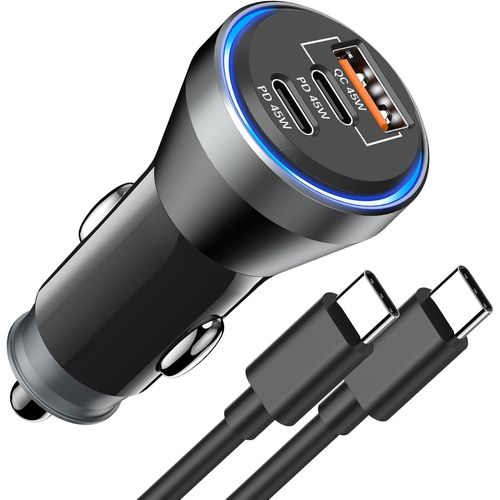 Shiba-Chargeur Allume Cigare Usb C Rapide 90w, 3port Pd&qc3.0 Chargeur Voiture Usb C Adaptateur Prise Allume Cigare Usb C Chargeur[2