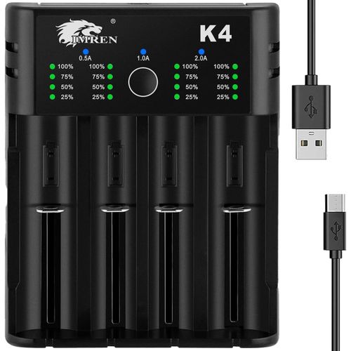 SHIBA-IMREN Chargeur Piles Rechargeable 18650, Charge Rapide pour Batterie 3,7V 18650 14500 14650 17500 18350 18650 18700 20700 21[1
