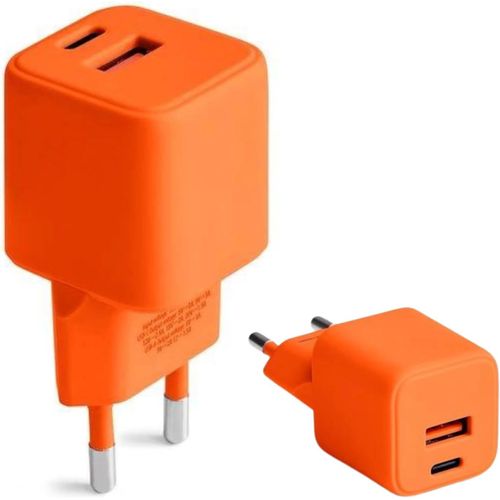 SHIBA-COLORUM Chargeur USB C USB A 30W Orange - Fonction Charge Rapide et Technologie Power Delivery - Adaptateur USB avec Boîtier[2