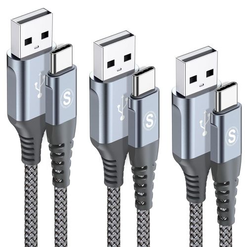 Shiba-Cable Usb C, Cable Usb C Charge Rapide [3m+2m+1m/Lot De 3], Fil Chargeur Type C Nylon Tressé Pour Iphone 16 15 Pro Max Gala[2
