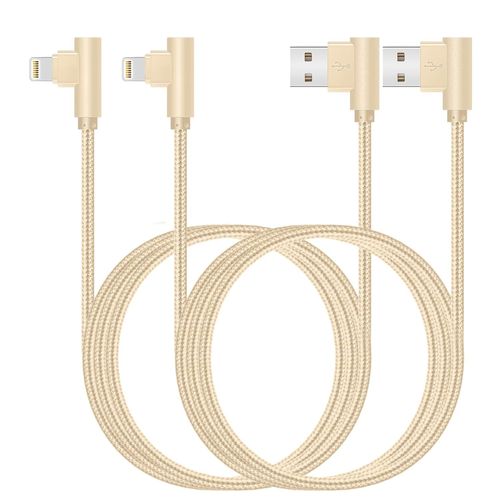 Shiba-Lot De 2 Câbles De Charge Pour Iphone De 3 M, Certifiés Apple Mfi, Câble Lightning Usb À Angle Droit, Chargeur En Nylon Tres[4