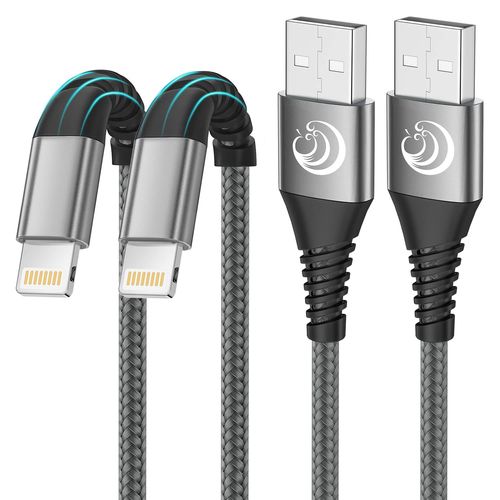 Shiba-Câble Pour Iphone,Chargeur Iphone [2m/Lot De 2] Certifié Mfi Cable Lightning Nylon Tressé Câble Iphone Charge Rapide Pour Ip[7