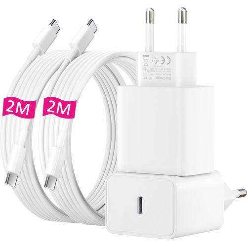 Shiba-Lot De 2 Pour Chargeur Rapide Iphone, 25w Pd Usb-C Prise Secteur Avec 2m Câble (Iphone 15 25w)[134]