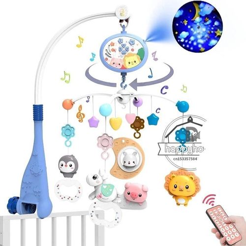 Mobile Musical Cpull Télécommandé Pour Bébé Avec Lumières, Projection Itude Pour Nourrissons, Jouets Pour Nouveau-Nés--Stars-Pink