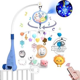 Mobile Musical Cpull Télécommandé Pour Bébé Avec Lumières, Projection Itude Pour Nourrissons, Jouets Pour Nouveau-Nés--Stars-Pink