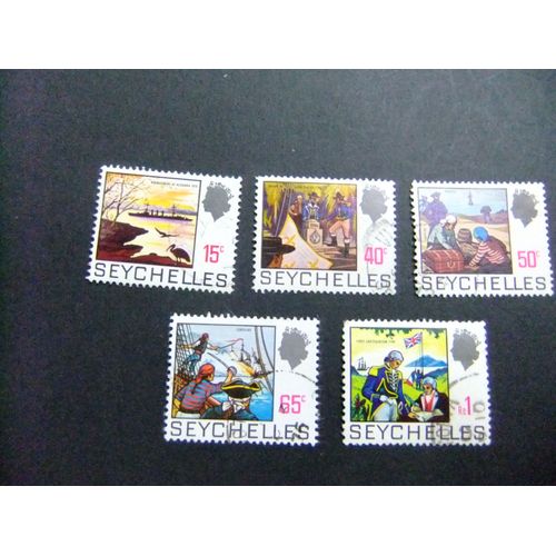 51 Seychelles 1969 1972 / Vues De L'Île Et De La Reine Élisabeth Ii / Yvert 254+257a+258+259a+261 Fu