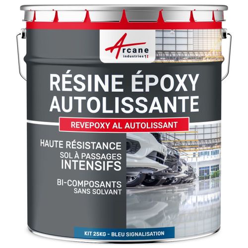 Résine Epoxy Autolissante - Peinture pour Sol : Déco intérieure, Atelier - Effet Miroir Bleu signalisation - RAL 5017 25 kg