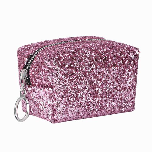 CONNOR Sac fourre-tout elegant en PU a paillettes, trousse de maquillage, sac a main (or rose)
