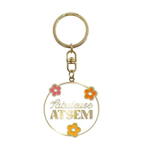 PORTE-CLÉS MÉTAL FABULEUSE ATSEM 9CM BLANC