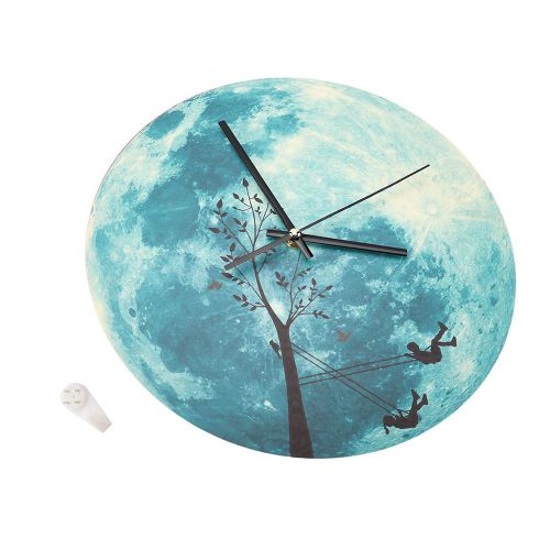 Horloge murale lumineuse en forme de lune, etanche, 30 cm, decoration de chambre a coucher (#2)