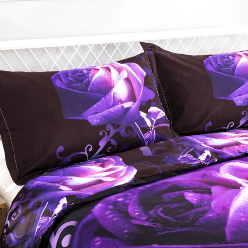 Parure De Lit 3 Pieces 100 % Polyester Avec Couvre-Lit Imprime (Taille Double)