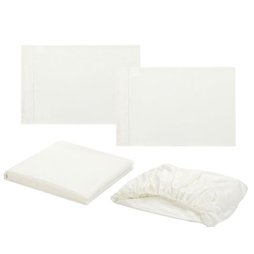 Connor Parure De Lit Douce Avec Couvre-Lit Et Poche Profonde, Ensemble De Literie De Haute Qualite, Blanc Creme, Taille King, 4 Pieces