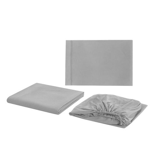 Connor Parure De Lit Douce Avec Couvre-Lit Et Poche Profonde, Ensemble De Literie De Haute Qualite, Gris Clair, Taille Double, 3 Pieces