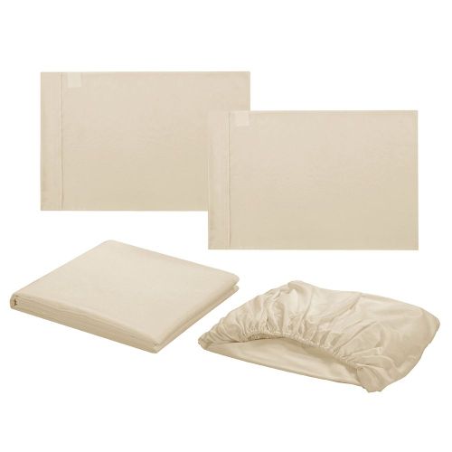 Connor Parure De Lit Douce Avec Couvre-Lit Et Poche Profonde, Ensemble De Literie De Haute Qualite, Beige, King Size, 4 Pieces