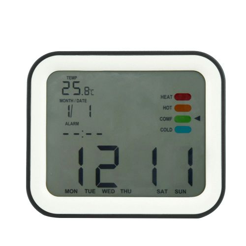 CONNOR Reveil numerique LCD electronique avec temperature, date, calendrier, horloges de bureau (noir)