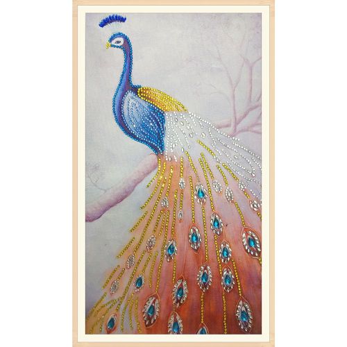 Connor Peinture Diamant A Faire Soi-Meme, Broderie En Strass, Decoration Coloree Pour La Maison (Paon 1)