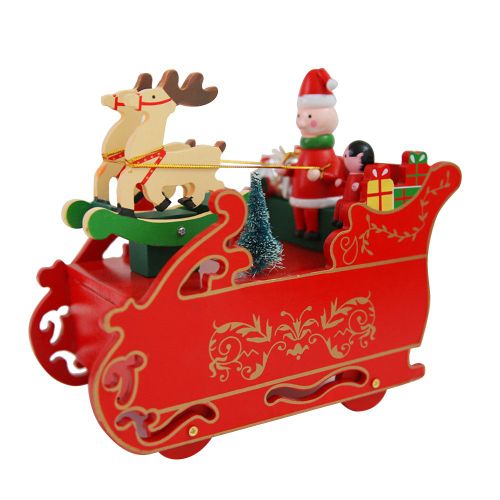 CONNOR Boite a musique rotative en bois, jouets pour enfants, decoration de maison, de fete, de festival, de Noel (chariot a cerfs)