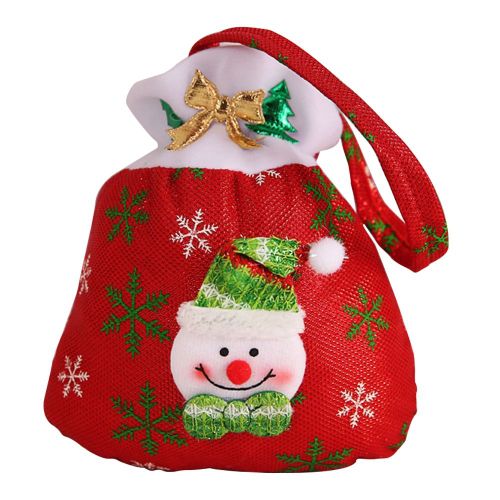 CONNOR Sac a main de Noel en tissu tendance pour petits cadeaux de bonbons aux pommes (flocon de neige)