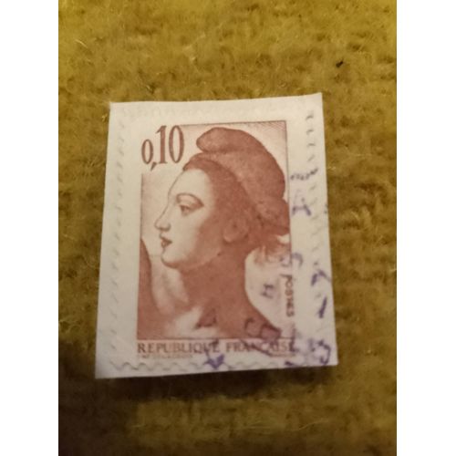 Timbre Oblitéré République Française 0,10 Marianne Marron.