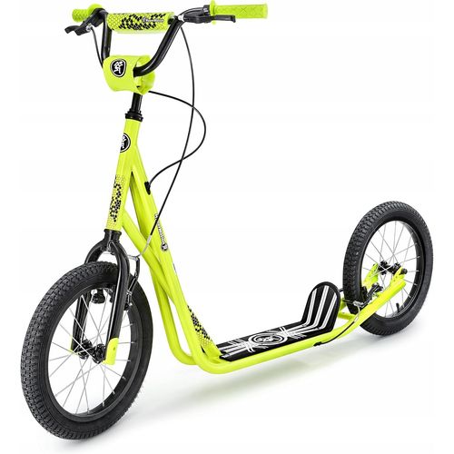 Ytseazn-Runkie Trottinette Adulte Et Enfant-Grandes Roues Pneumatiques 16in,Cadre Acier,Charge 100kg-Trottinette De Ville Pliable Avec Double Frein V-Jaune