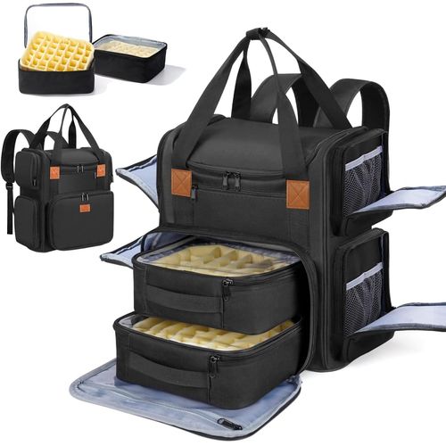 Ytseazn-Sac Pour Rangement Vernis À Ongle: Grande Double Couche Rangement Vernis À Ongle Pour 84 Bouteilles(15ml)Et Une Lampe À Ongles(Noir,Très Grand) 