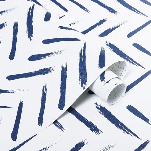 ytseazn-Papier Peint Autocollant À Chevrons-Film Adhésif Pour Meubles-Motif Géométrique-Bleu Et Blanc-Papier Peint Mural En Vinyle-Étanche-Film Décoratif Pour Meubles-Chambre À Coucher