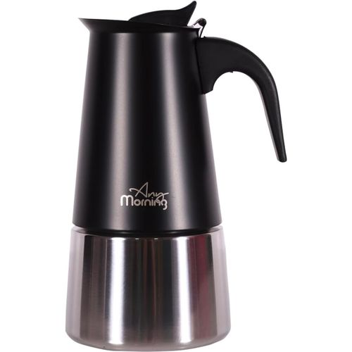 Ytseazn-Cafetière À Expresso Italienne Cubaine Pour Cuisinière,Cafetière À Moka À Induction,Cafetière À Moka En Acier Inoxydable,Cafetière Greca Sans Pba,300ml,6 Tasses Expresso Noires